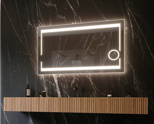 Paris Mirror 48" x 28" Rectangle Aurora Illuminated Mirror 6000K - AUROX48286000