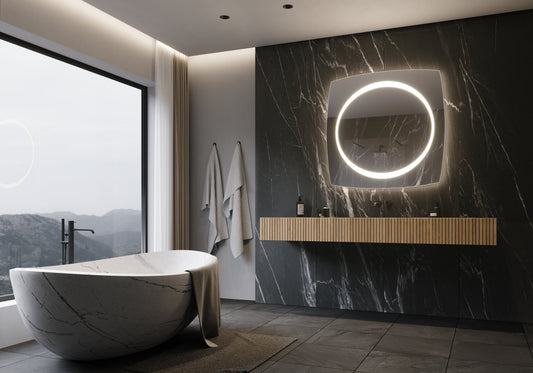 Paris Mirror 40" x 40" Square Halo Illuminated Mirror 6000K - HALOX40406000