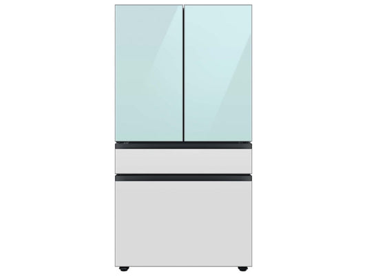 SAMSUNG Bespoke 36" 29 cu. ft. Standard Depth 4-Door French Door Smart Refrigerator with Beverage Center in Morning Blue and White Glass - RF29BB86004M