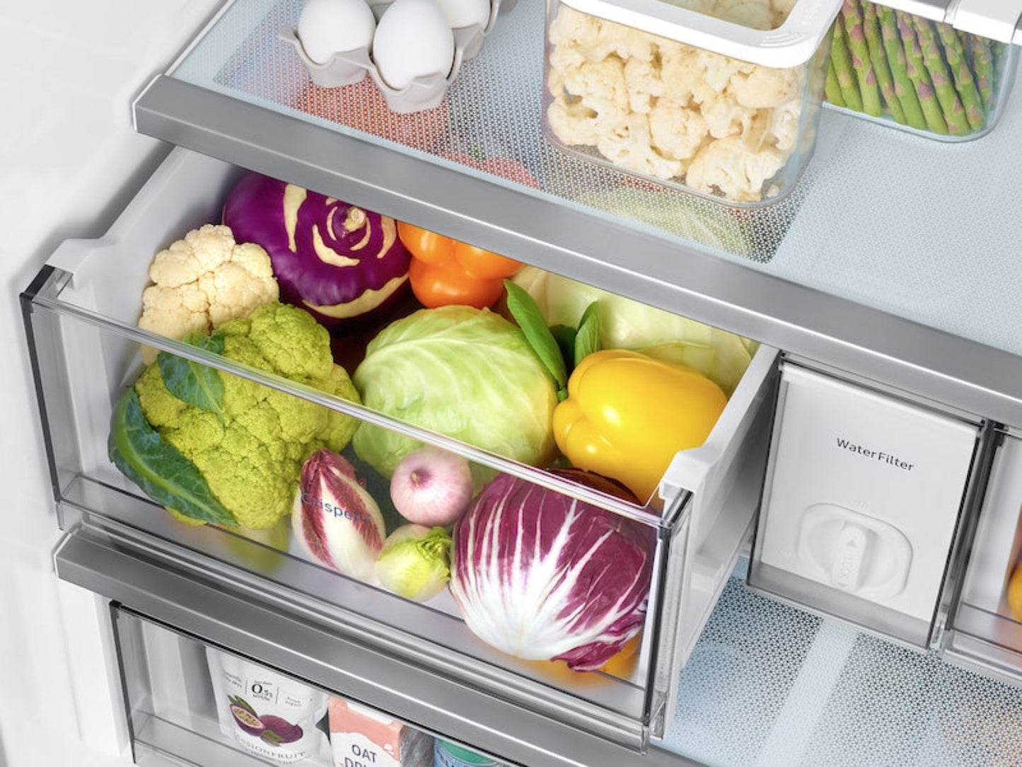 SAMSUNG Bespoke 36" 30 cu. ft. Standard Depth 3-Door French Door Smart Refrigerator in Stainless Steel with AutoFill Water Pitcher & Ice Maker - RF30BB6200QLAA